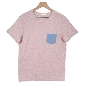 Marine Layer Shirt Mens Small Red Stripe Ortega Pocket Tee Nantucket Surf Prep